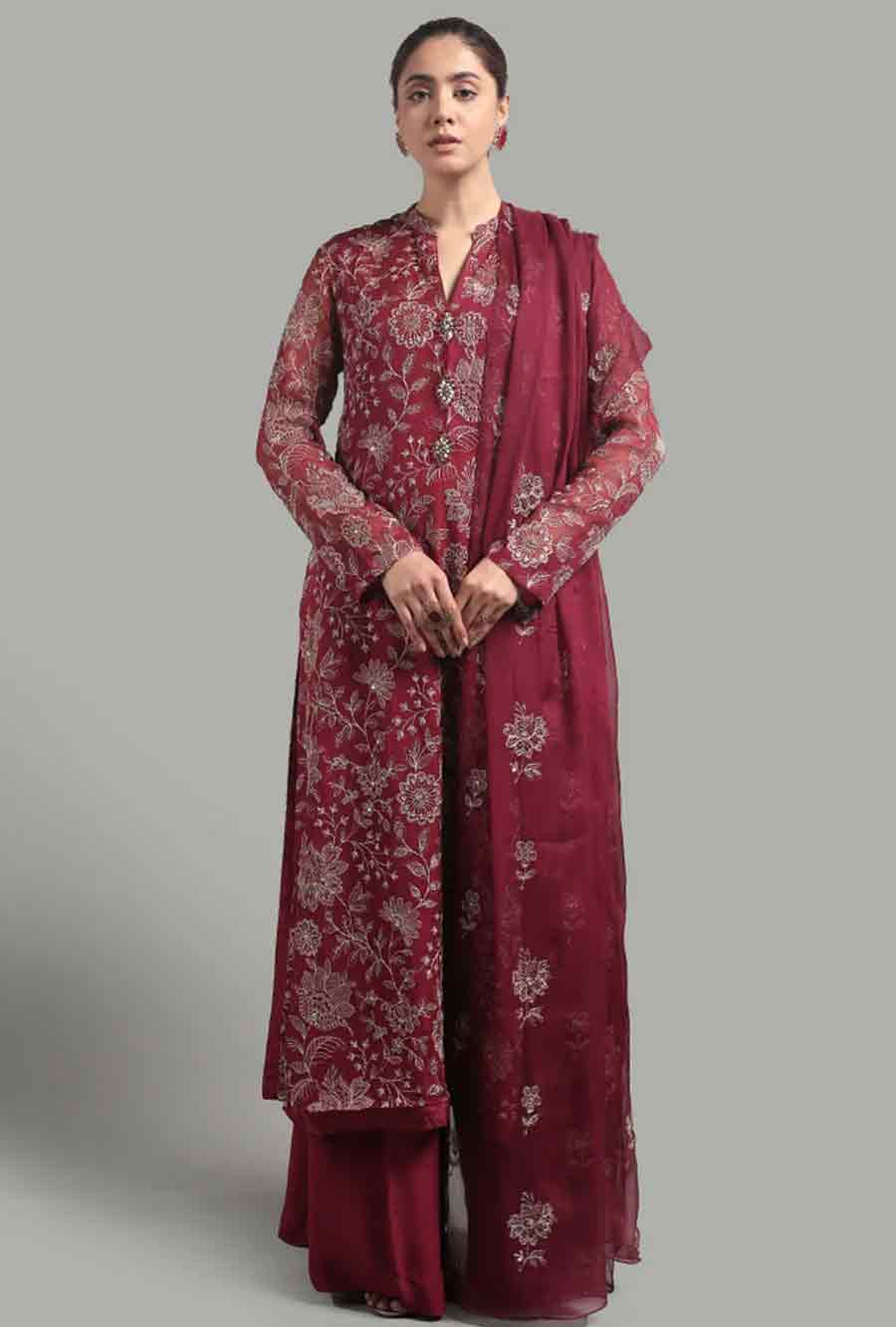 Embroidered Lawn 3pc with Embroidered Chiffon Dupatta