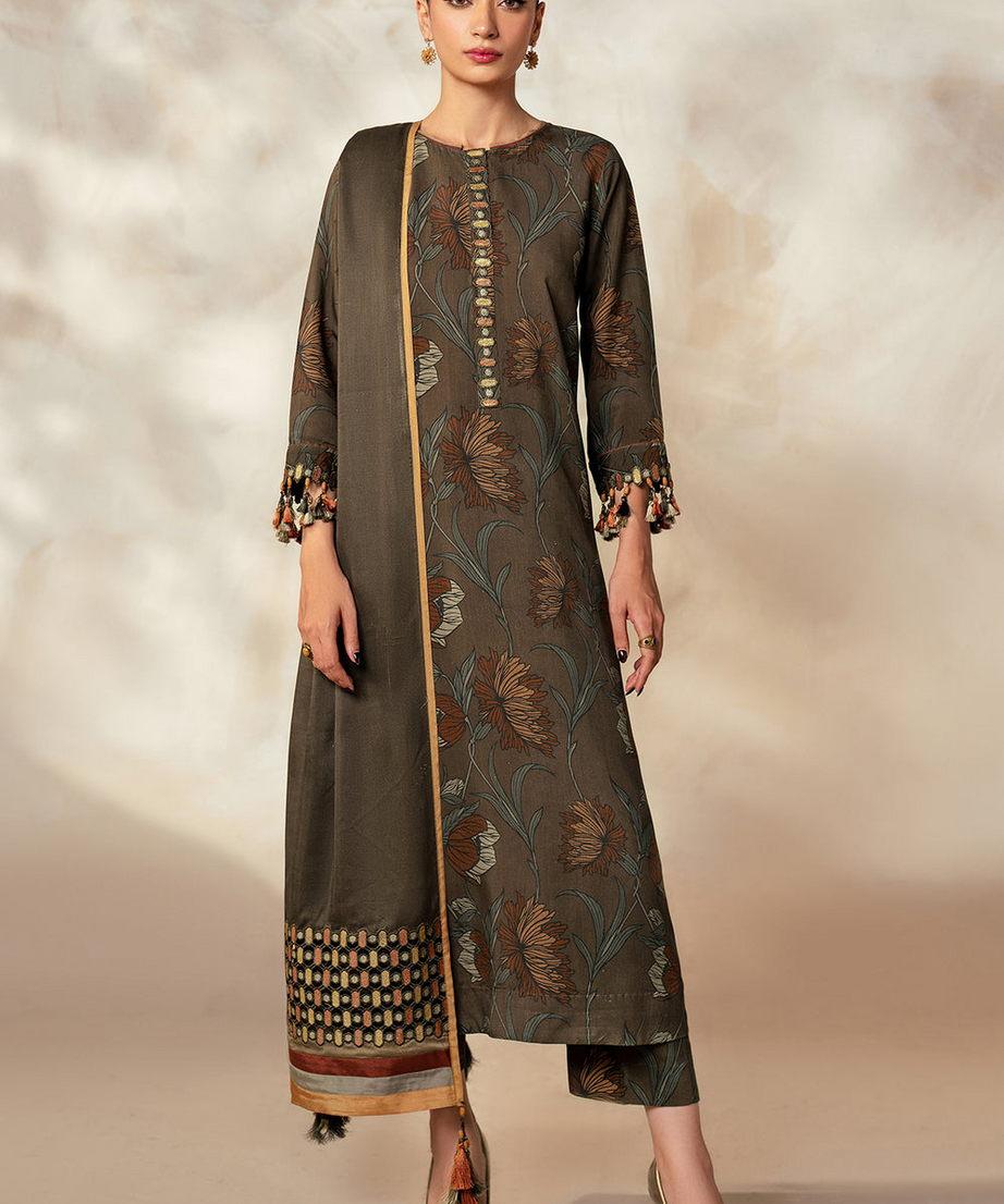 EMBROIDERED KHADDAR 3-Piece