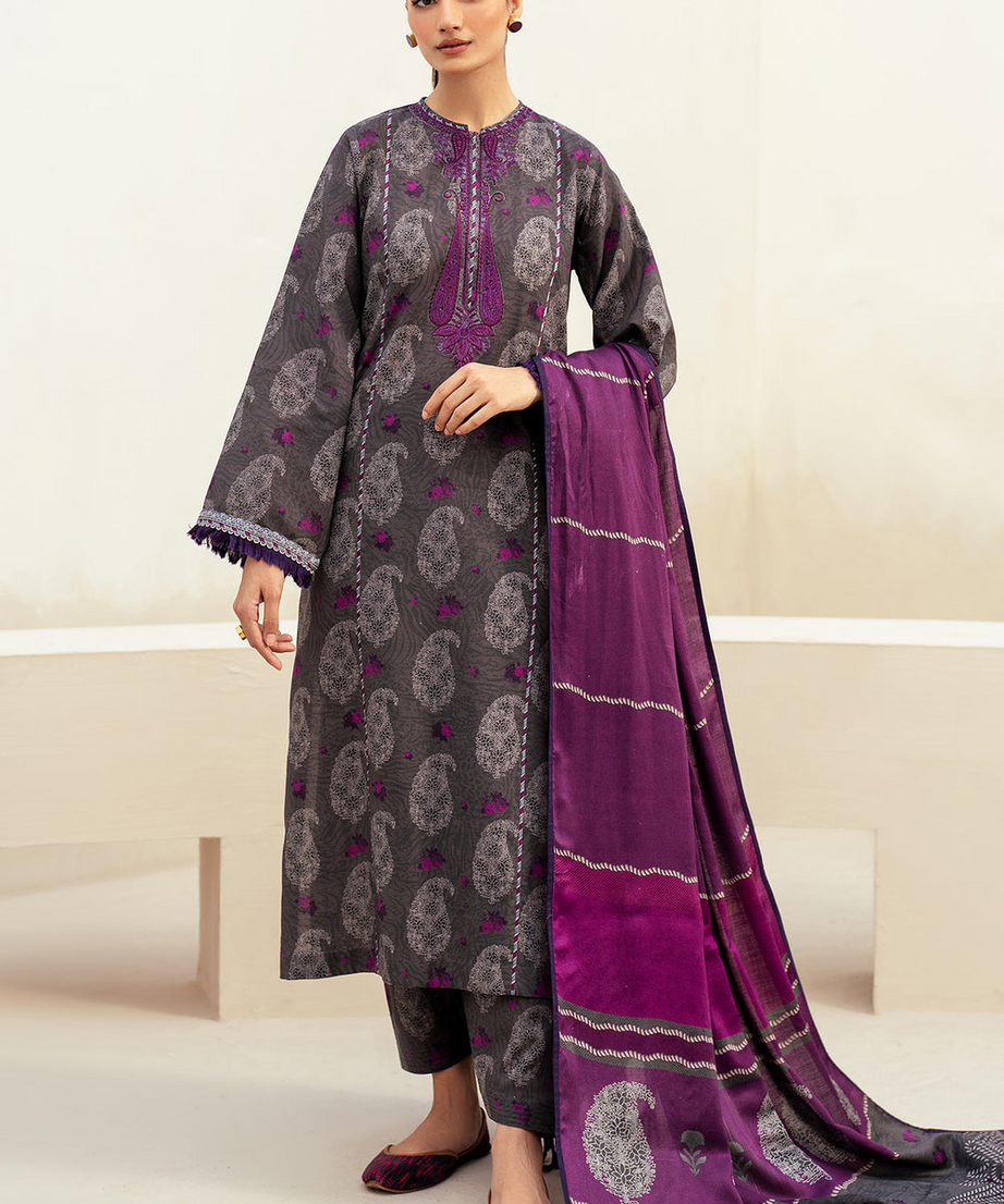 EMBROIDERED KHADDAR 3-Piece