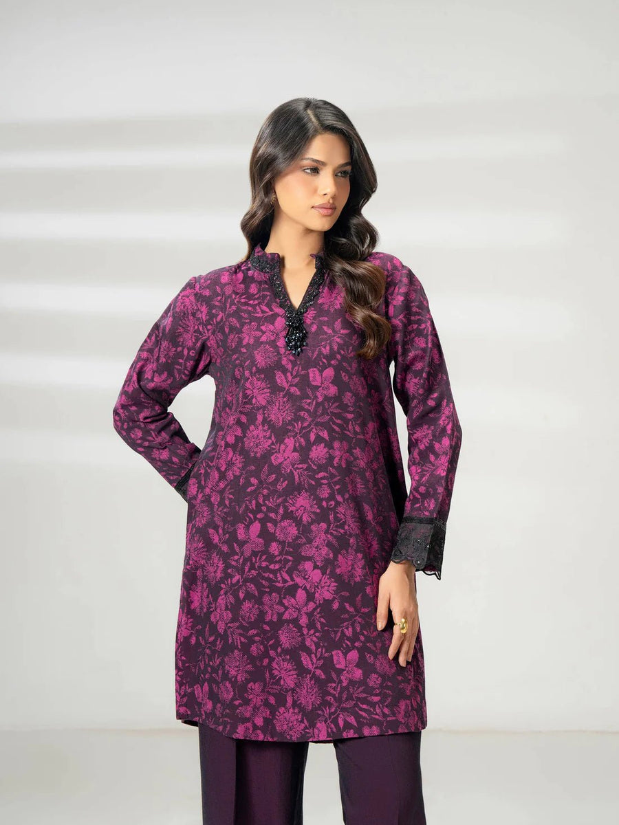 2 Piece Jacquard Suit - Embroidered (Pret) - Pehnaawaa