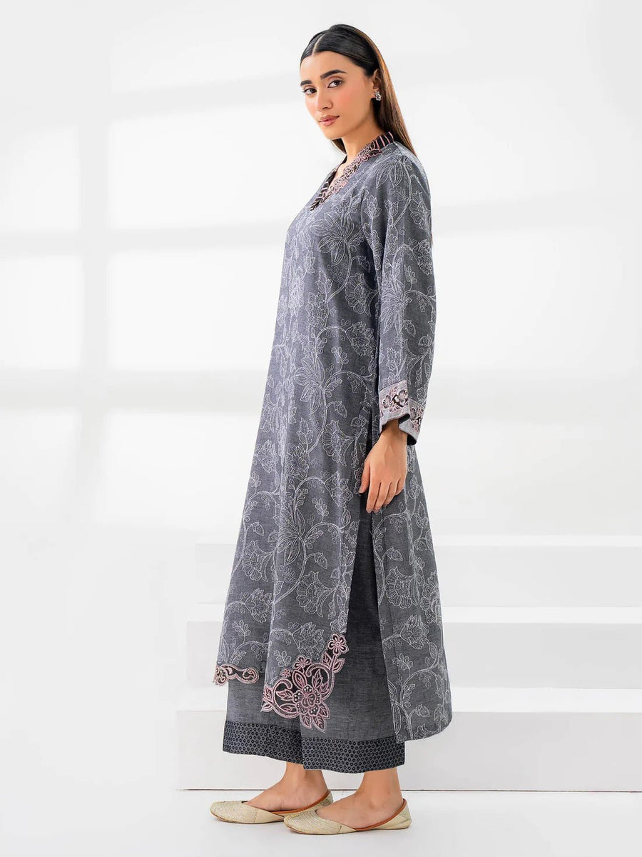 2 Piece Jacquard Suit - Embroidered (Pret) - Pehnaawaa