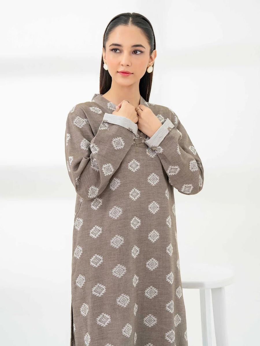 2 Piece Jacquard Suit - Embroidered (Pret) - Pehnaawaa