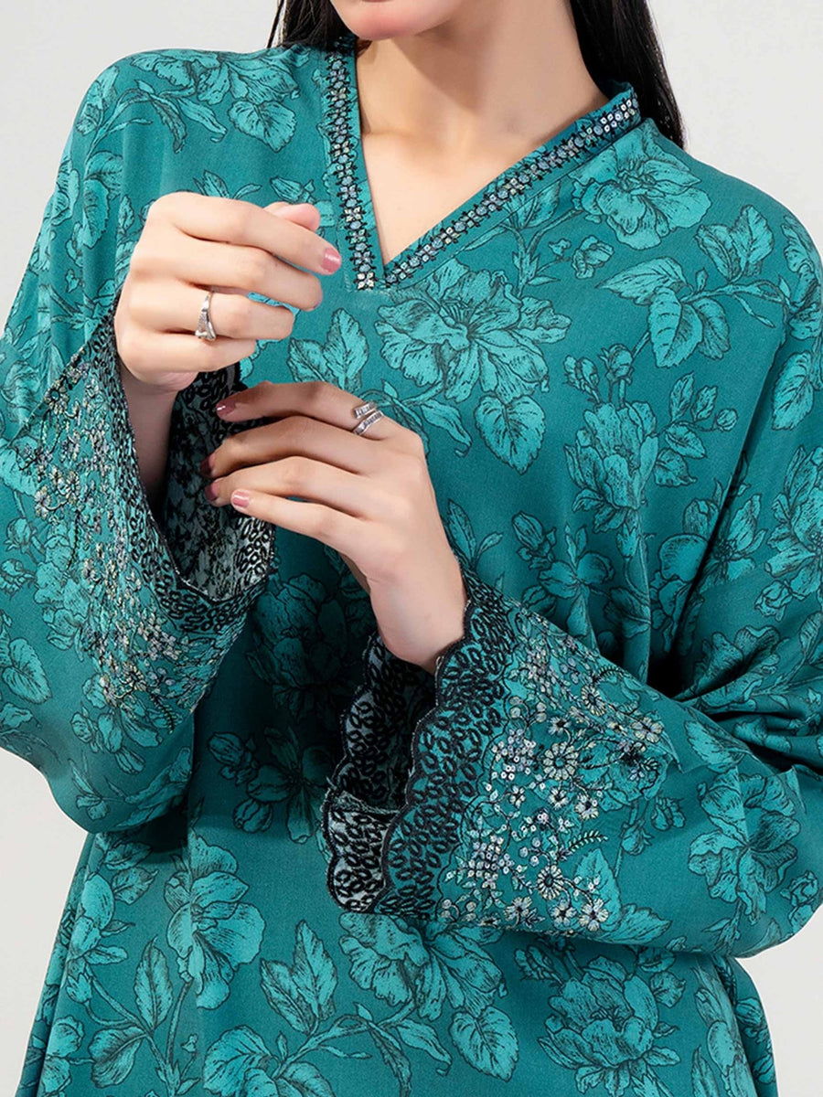 2 Piece Linen Suit - Embroidered (Pret) - Pehnaawaa