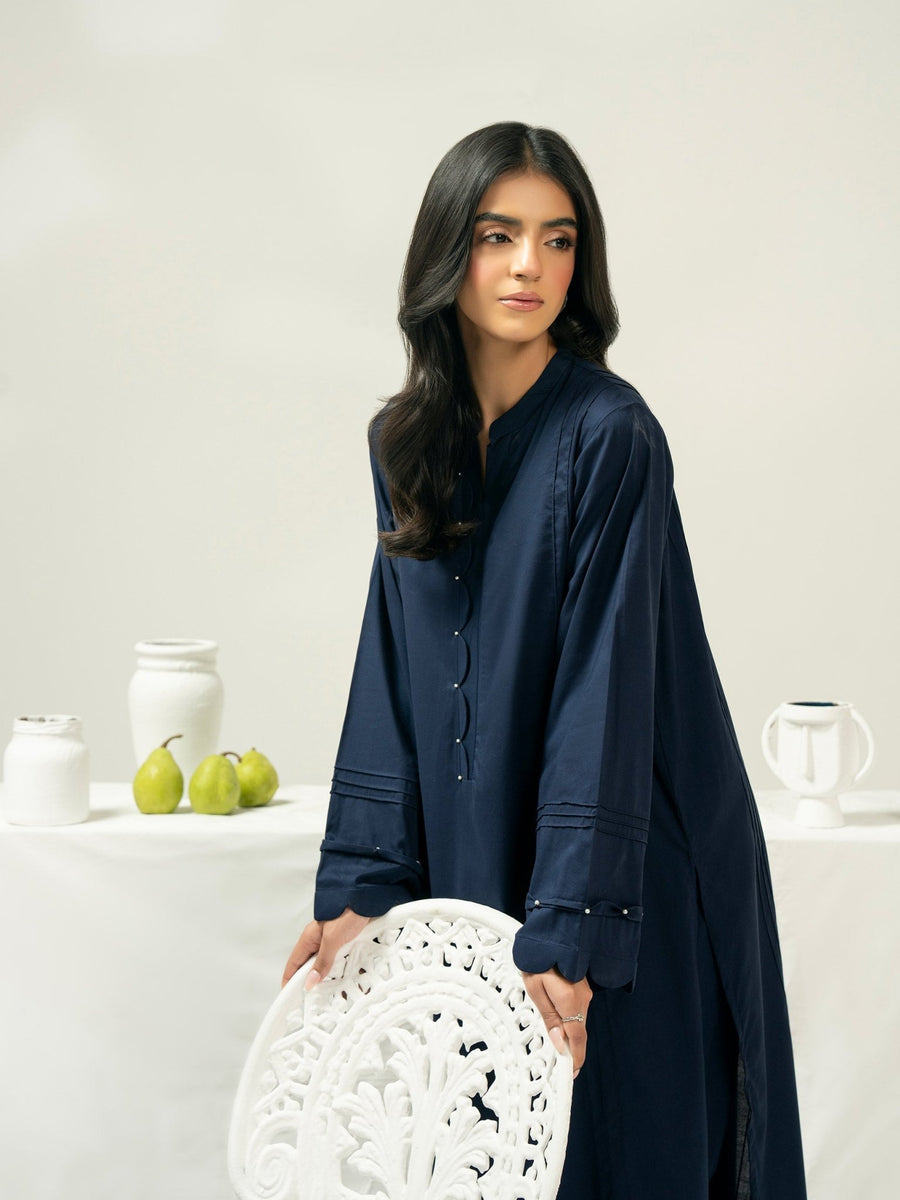 2 Piece Satin Suit - Dyed (Pret) - Pehnaawaa