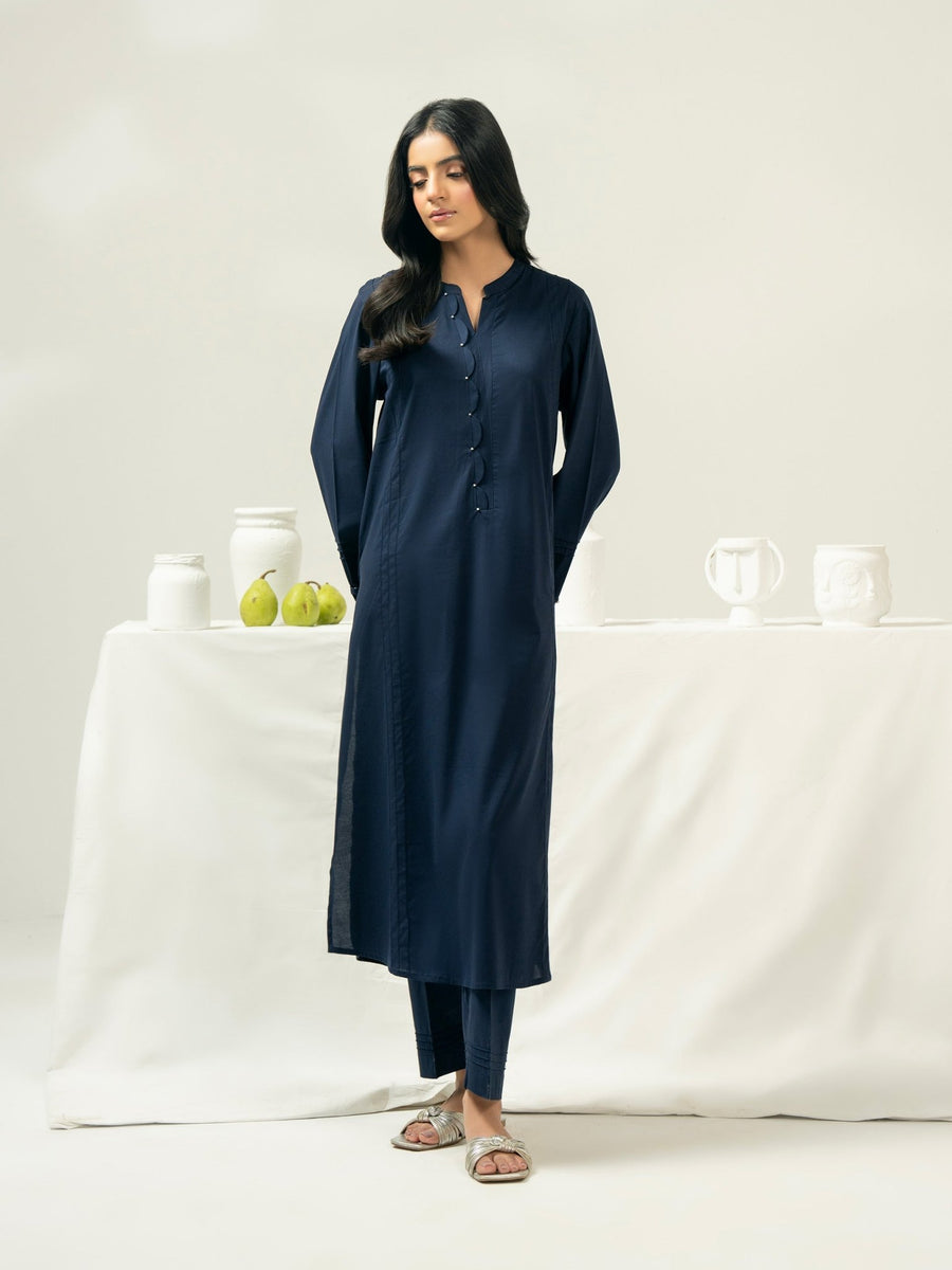 2 Piece Satin Suit - Dyed (Pret) - Pehnaawaa