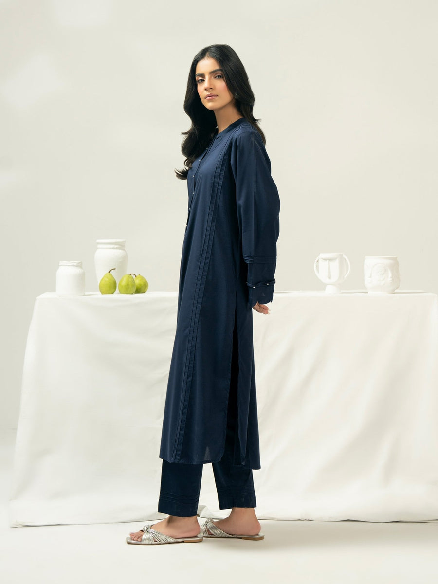 2 Piece Satin Suit - Dyed (Pret) - Pehnaawaa