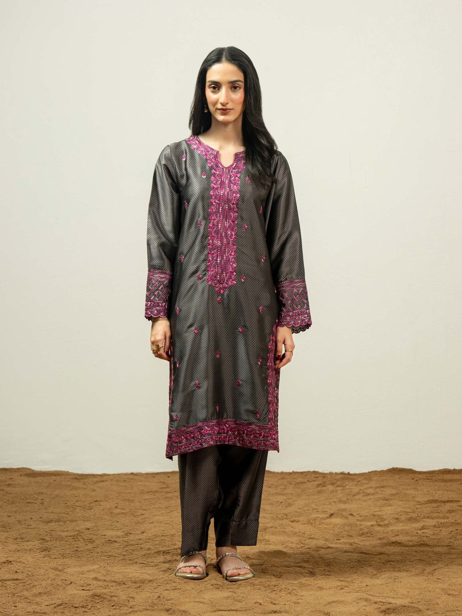2 Piece Silk Suit - Embroidered (Pret) - Pehnaawaa