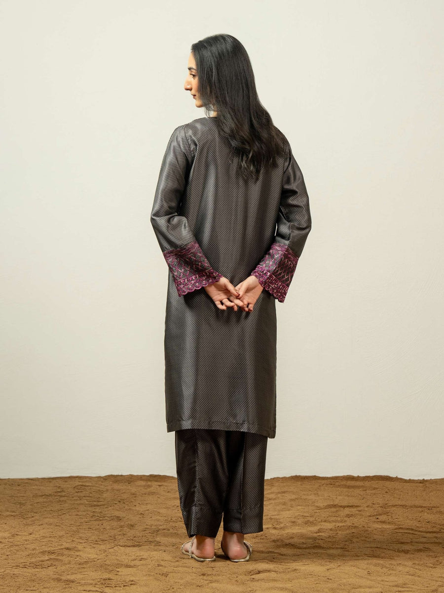 2 Piece Silk Suit - Embroidered (Pret) - Pehnaawaa