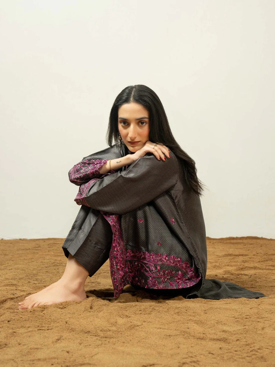 2 Piece Silk Suit - Embroidered (Pret) - Pehnaawaa