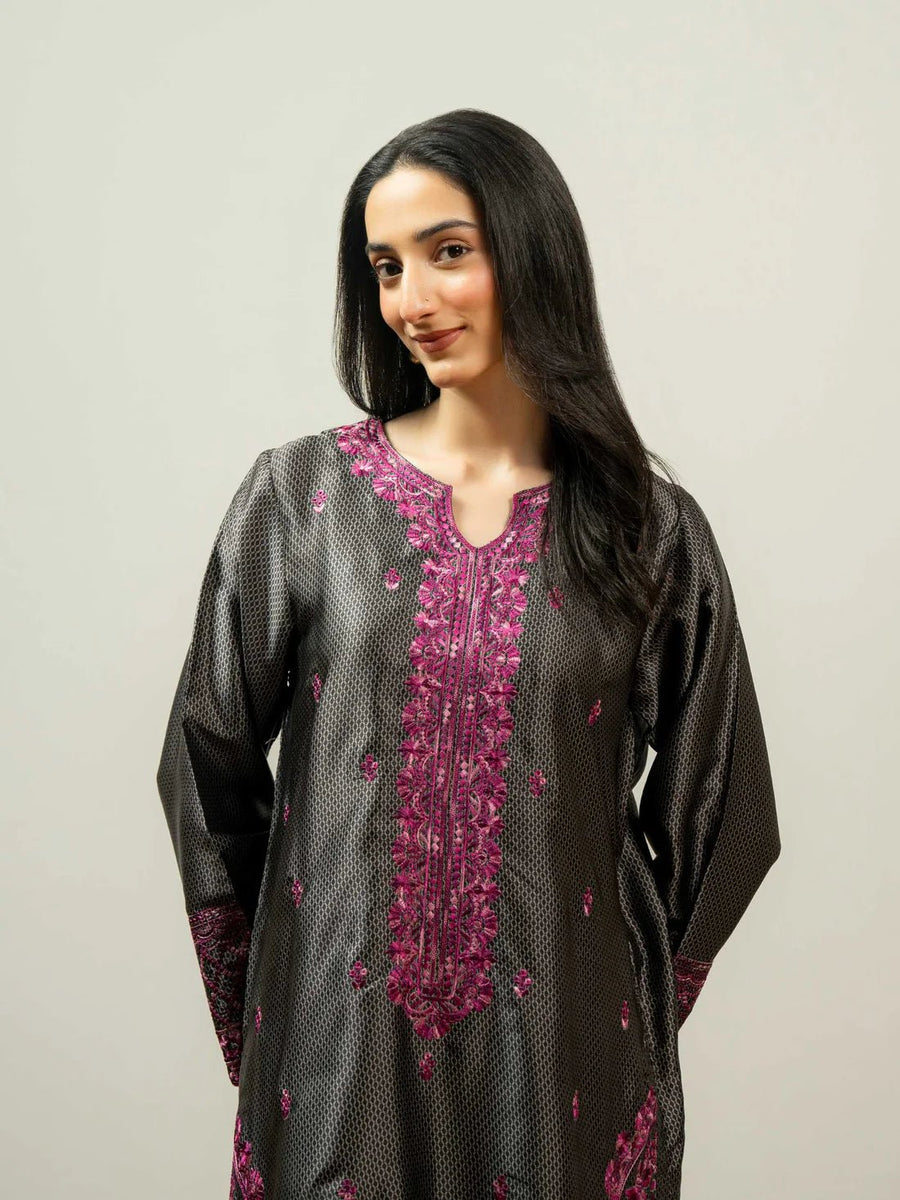 2 Piece Silk Suit - Embroidered (Pret) - Pehnaawaa