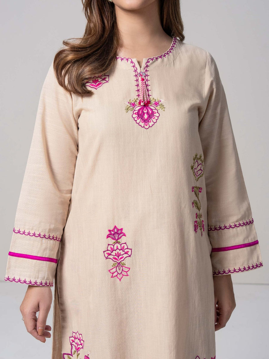 2 Piece Slub Khaddar Suit - Embroidered (Pret) - Pehnaawaa