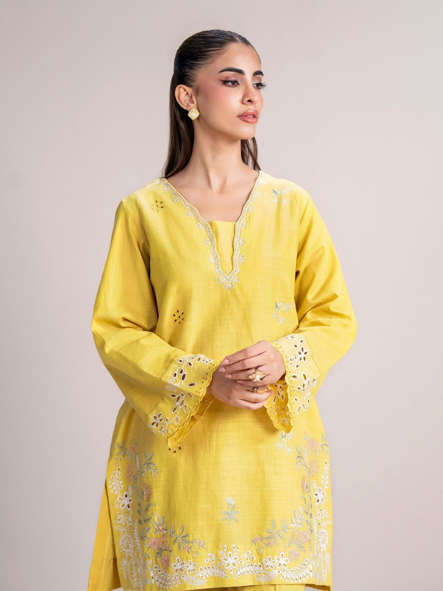2 Piece Slub Khaddar Suit - Embroidered (Pret) - Pehnaawaa