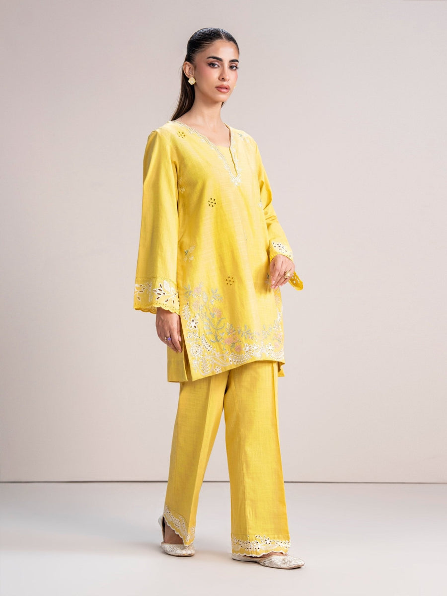2 Piece Slub Khaddar Suit - Embroidered (Pret) - Pehnaawaa