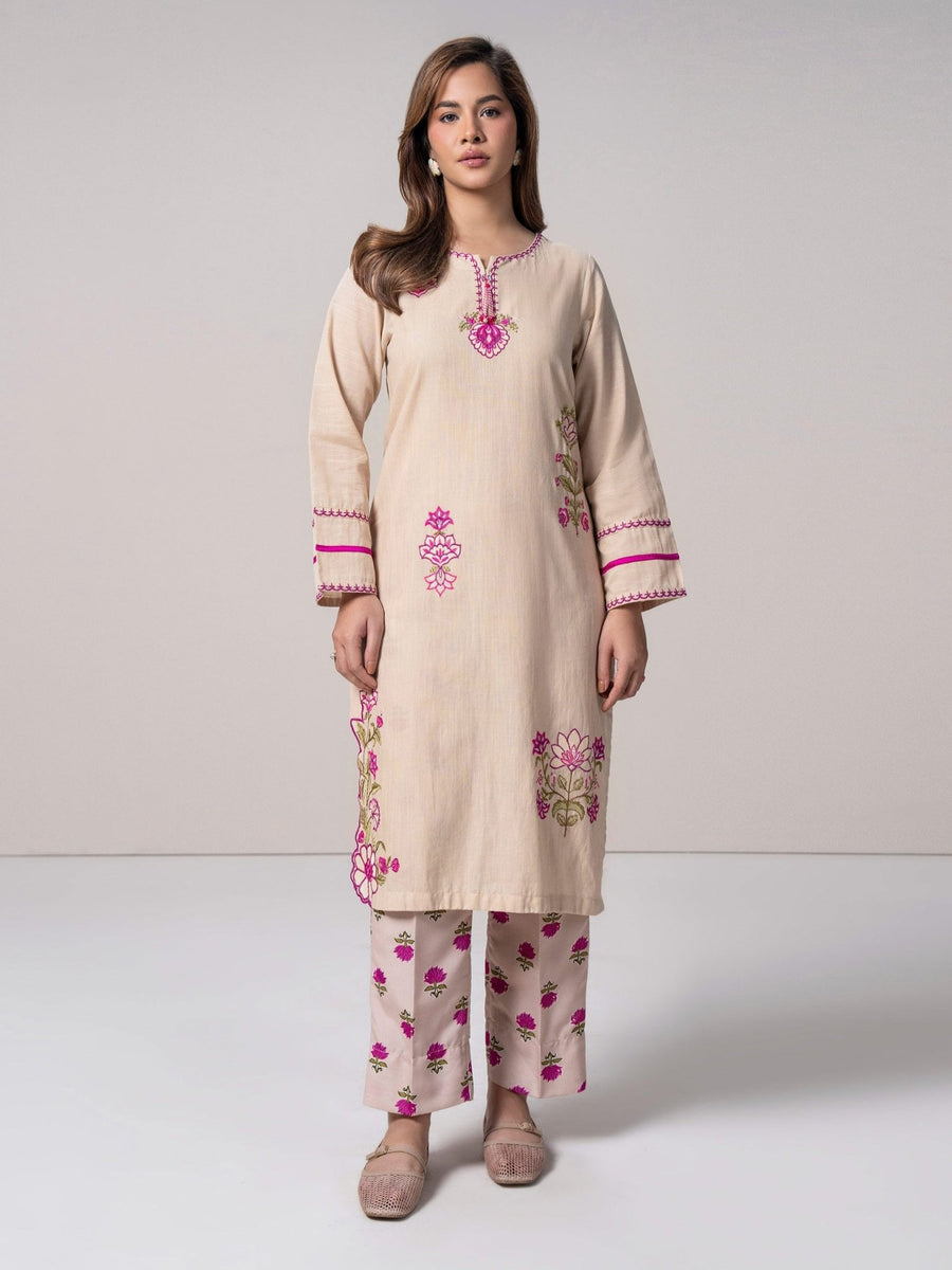 2 Piece Slub Khaddar Suit - Embroidered (Pret) - Pehnaawaa