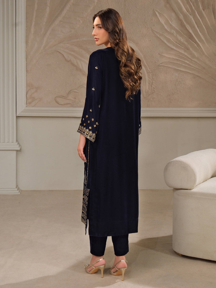 2 Piece Velvet Suit - Embroidered (Unstitched) - Pehnaawaa