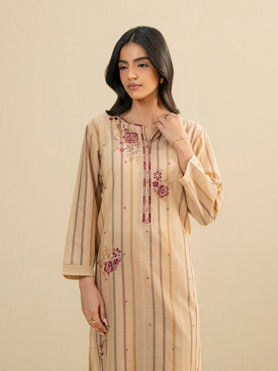 2 Piece Yarn Dyed Suit - Embroidered (Pret) - Pehnaawaa