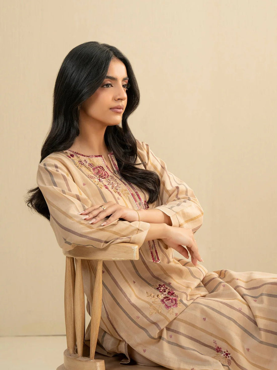 2 Piece Yarn Dyed Suit - Embroidered (Pret) - Pehnaawaa