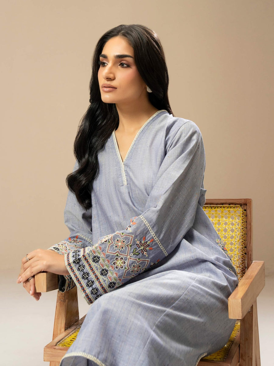 2 Piece Yarn Dyed Suit - Embroidered (Pret) - Pehnaawaa