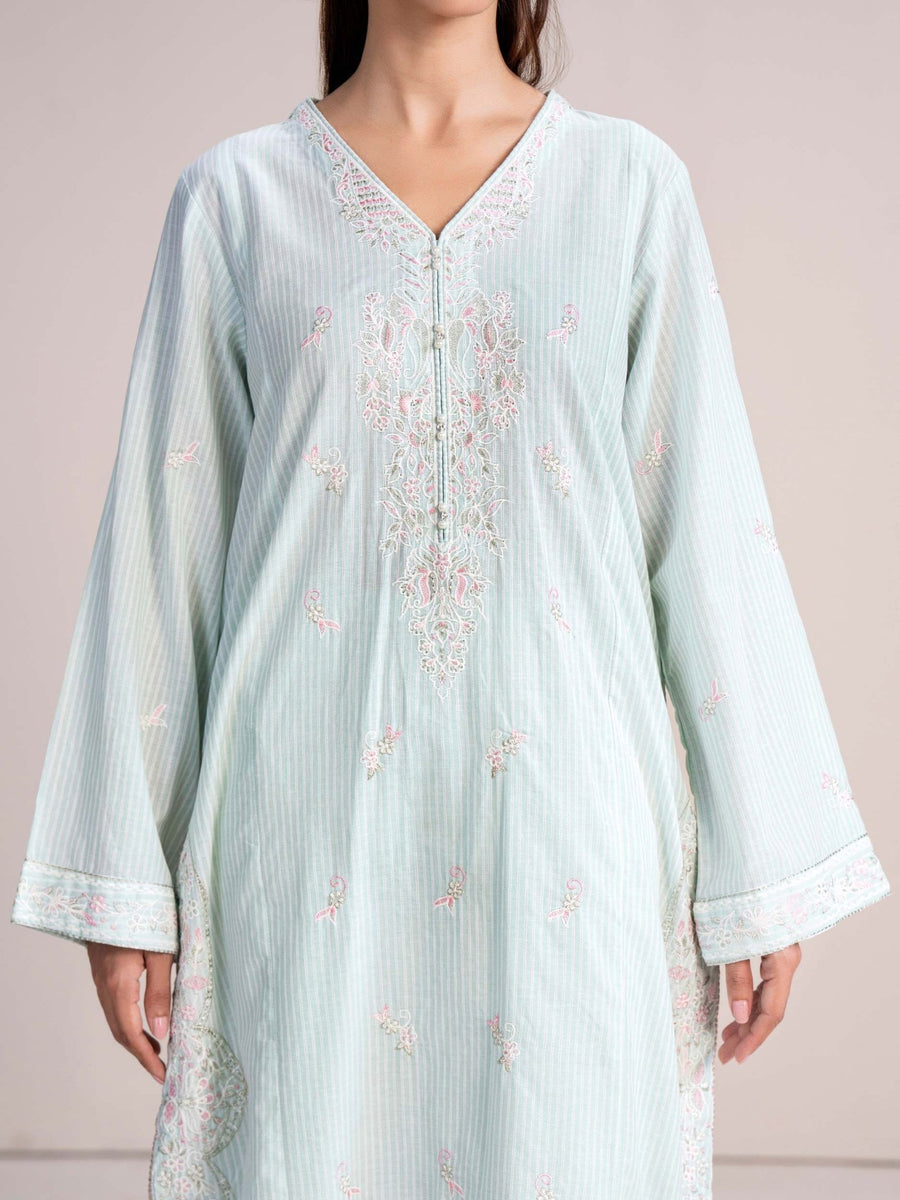 2 Piece Yarn Dyed Suit - Embroidered (Pret) - Pehnaawaa