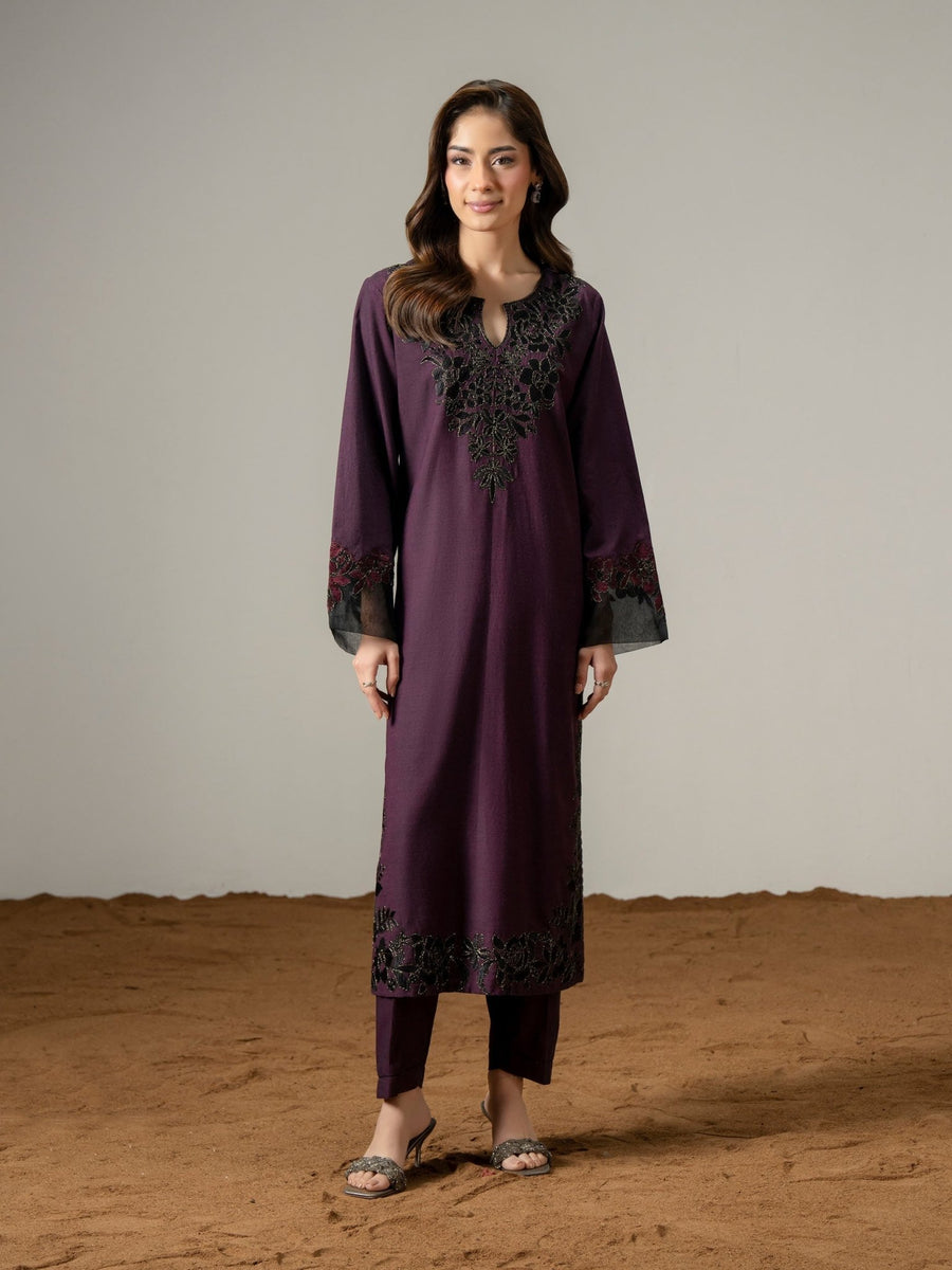 2 Piece Yarn Dyed Suit - Embroidered (Pret) - Pehnaawaa
