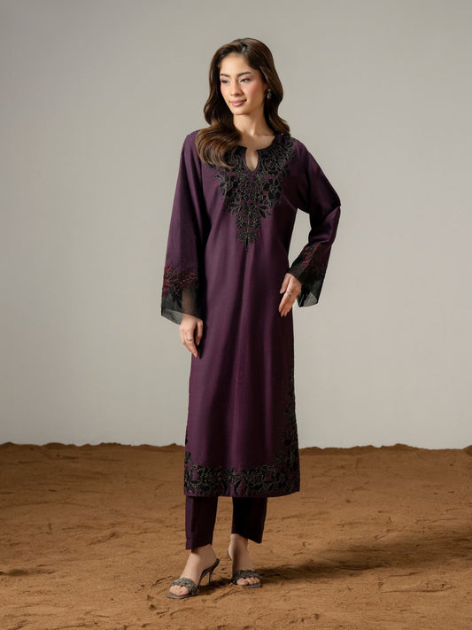 2 Piece Yarn Dyed Suit - Embroidered (Pret) - Pehnaawaa