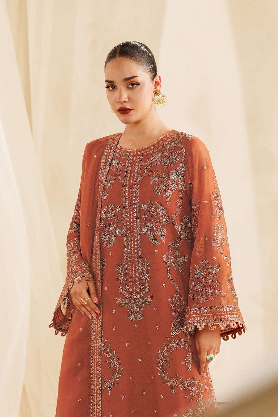 Glimmer Embroidered Chiffon 3-Piece Formal Suit | 2298
