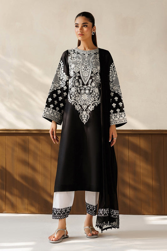 Black and White Embroidered Lawn Suit with Chiffon Dupatta | PR-1367