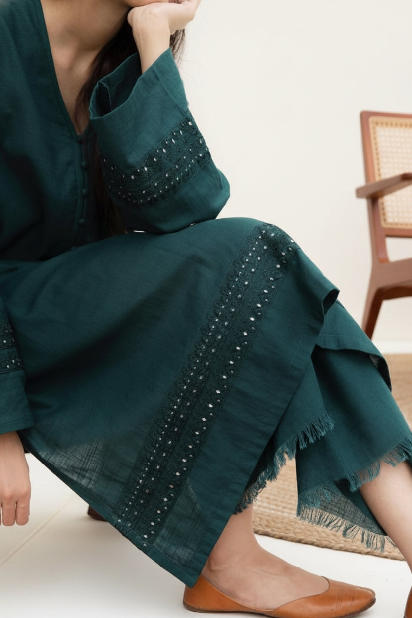 Green Bloom 2- Piece Stitched - Pehnaawaa