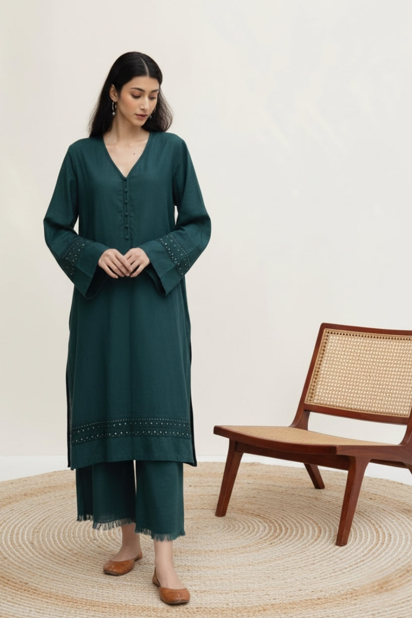 Green Bloom 2- Piece Stitched - Pehnaawaa