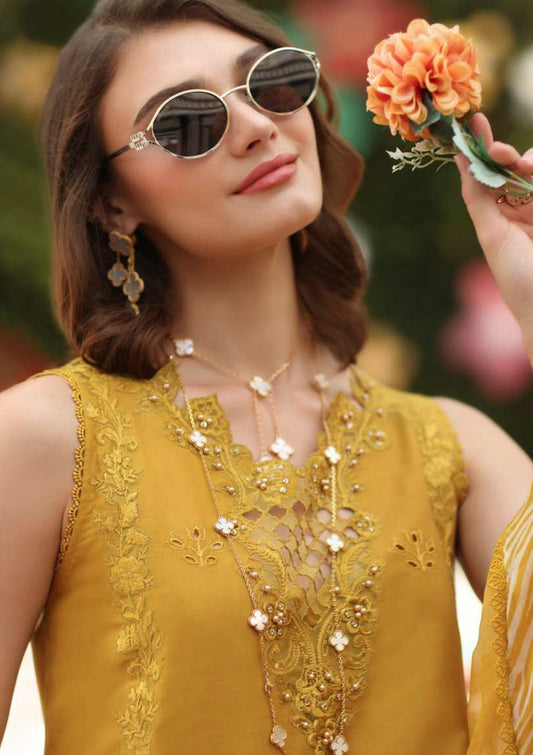 Sunshine Yellow Luxe Chikankari Lawn Suit with Printed Chiffon Dupatta - Pehnaawaa