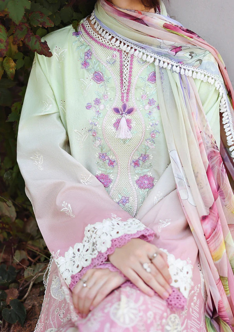 Petal Pull Ombre Chikankari Lawn Suit with Digital Printed Chiffon Dupatta - Pehnaawaa
