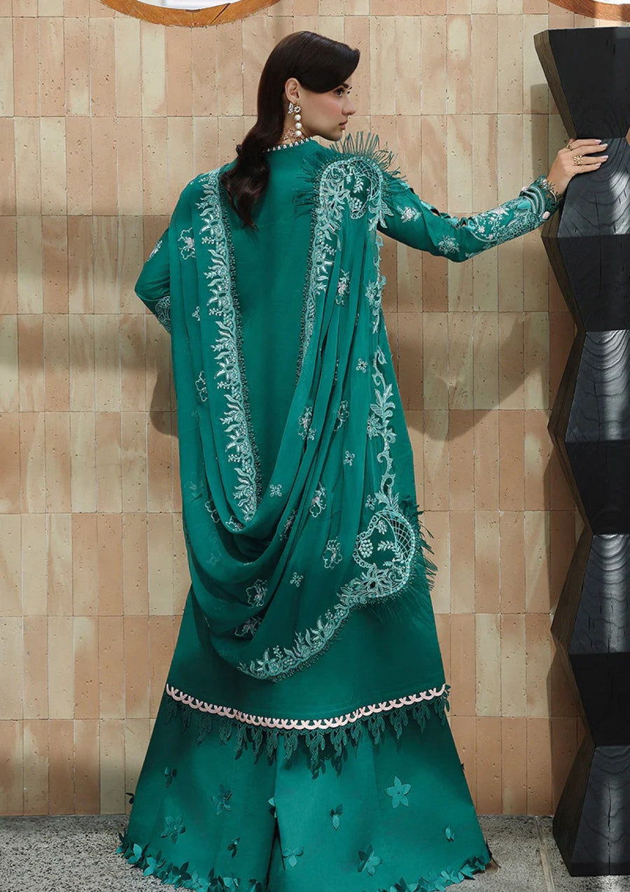 Teal Green Chikankari Lawn Suit with Embroidered Chiffon Dupatta - Pehnaawaa