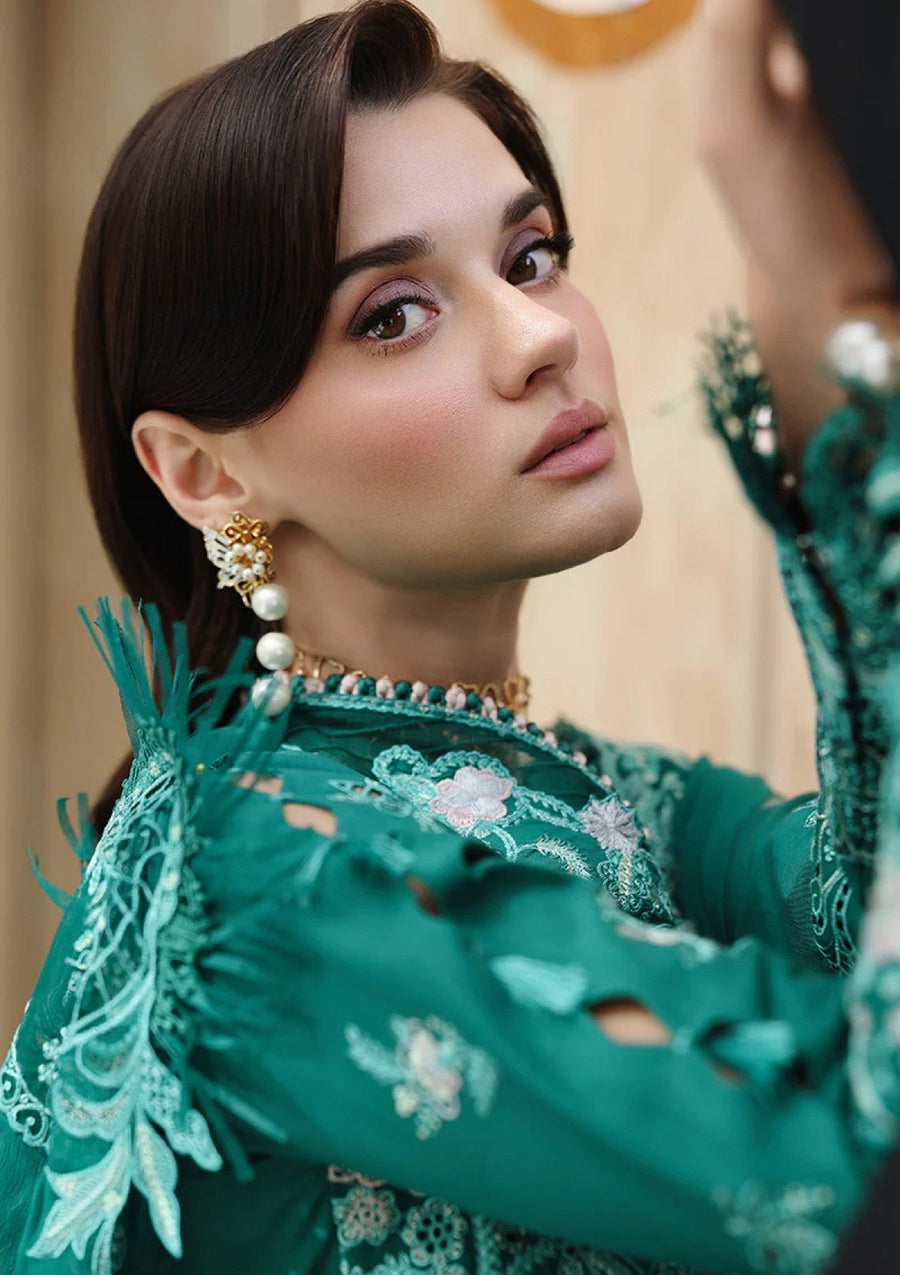 Teal Green Chikankari Lawn Suit with Embroidered Chiffon Dupatta - Pehnaawaa