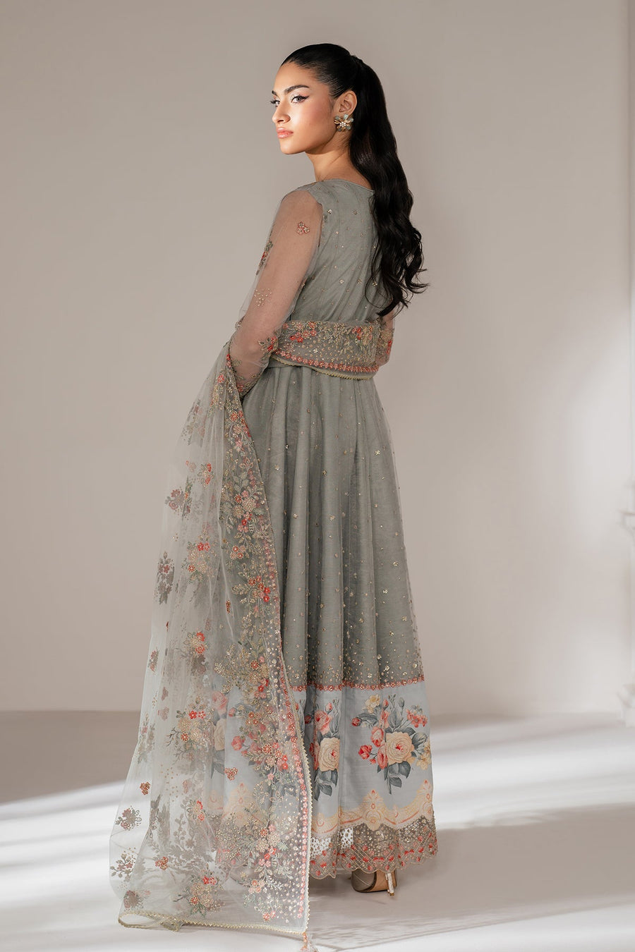 Embroidered Net Frock 3-Piece Formal Suit