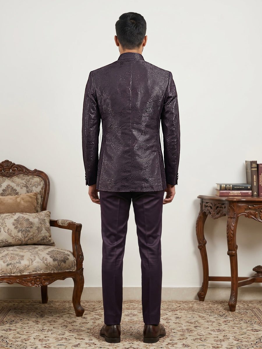 Men's Woven Design Indo-Western Set ( 50JIND 222Purple )