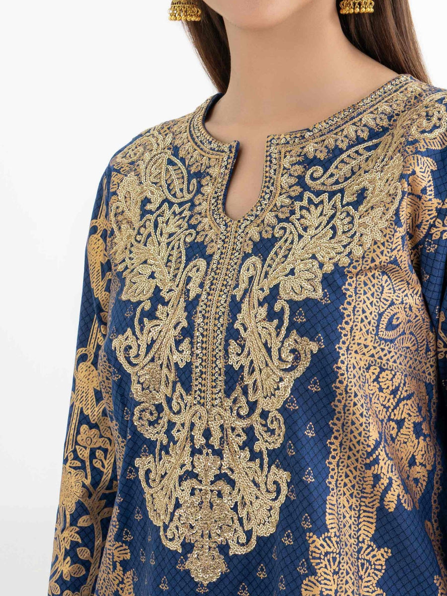3 Piece Cambric Suit - Embroidered (Pret) - Pehnaawaa