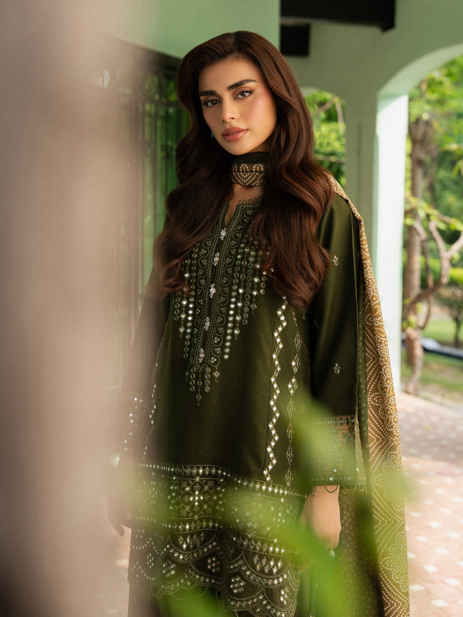 3 Piece Karandi Suit - Embroidered (Unstitched) - Pehnaawaa