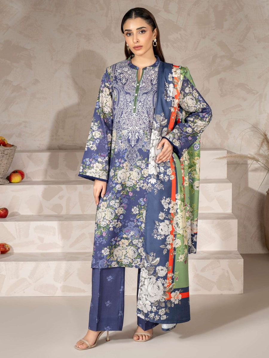 3 Piece Khaddar Suit - Printed (Unstitched) - Pehnaawaa