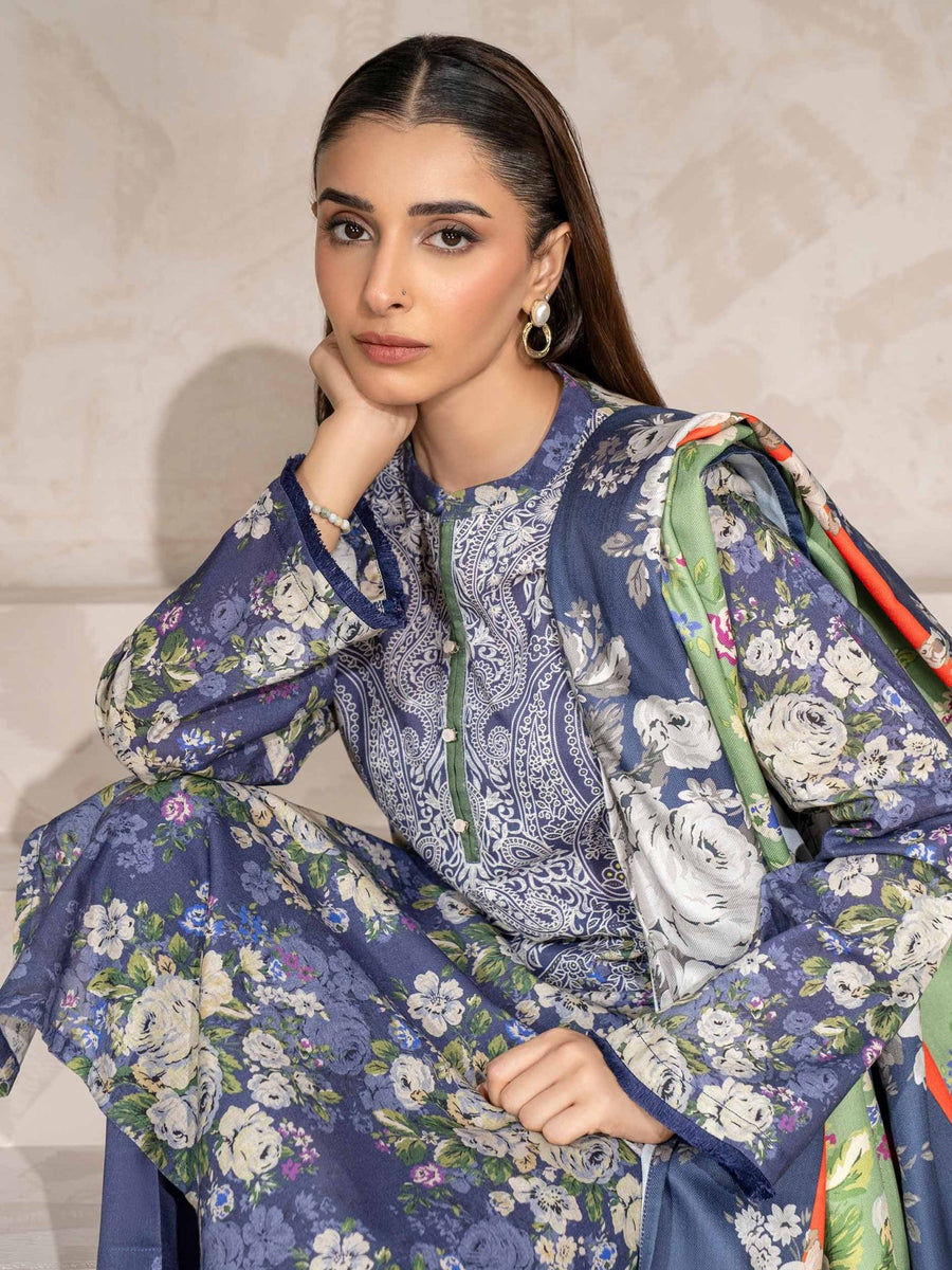 3 Piece Khaddar Suit - Printed (Unstitched) - Pehnaawaa