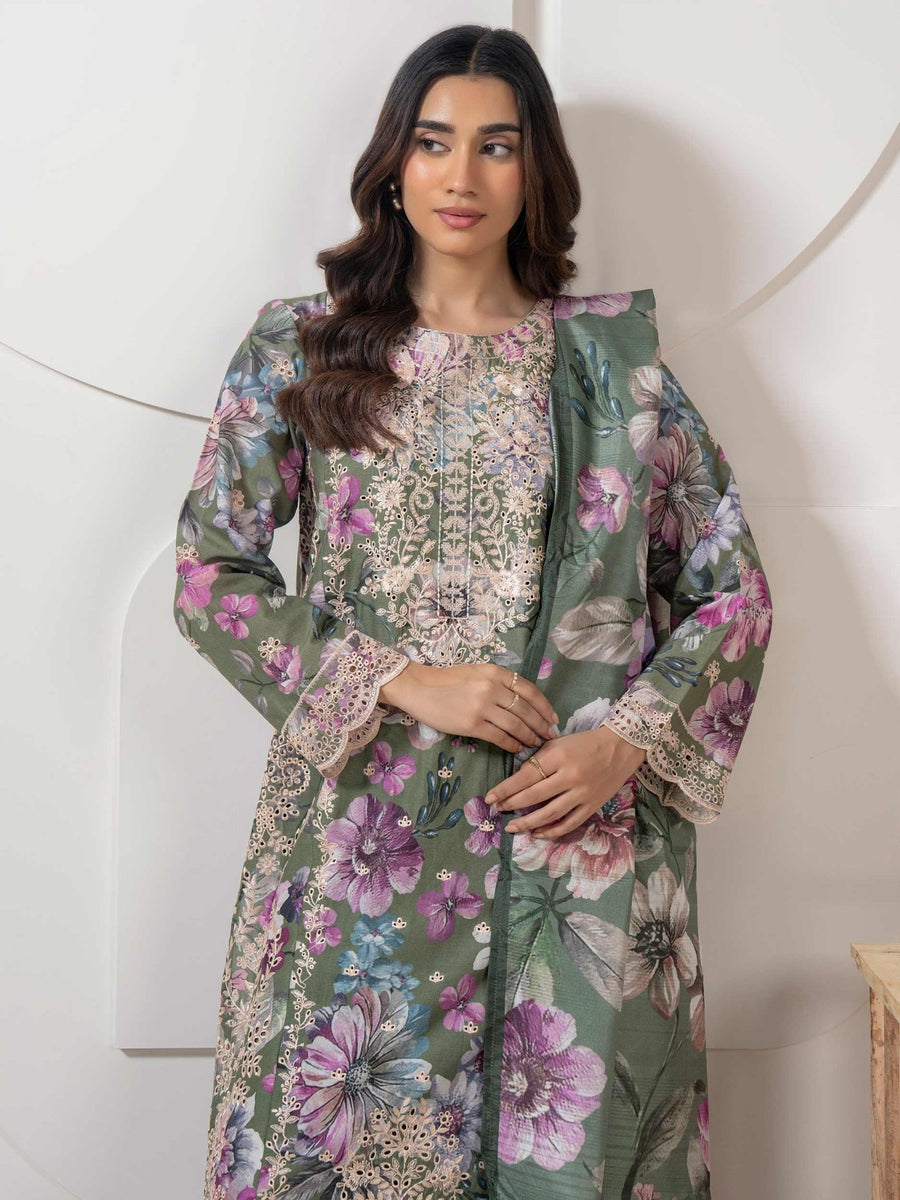 3 Piece Lawn Suit - Embroidered (Pret) - Pehnaawaa