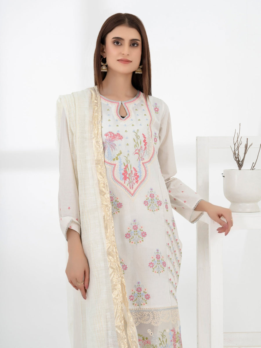 3 Piece Lawn Suit - Embroidered (Pret) - Pehnaawaa