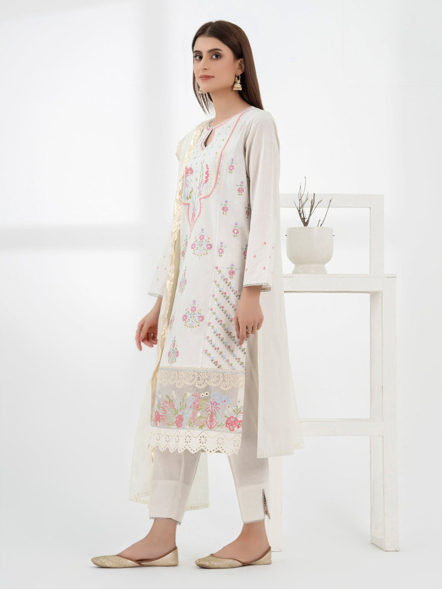 3 Piece Lawn Suit - Embroidered (Pret) - Pehnaawaa