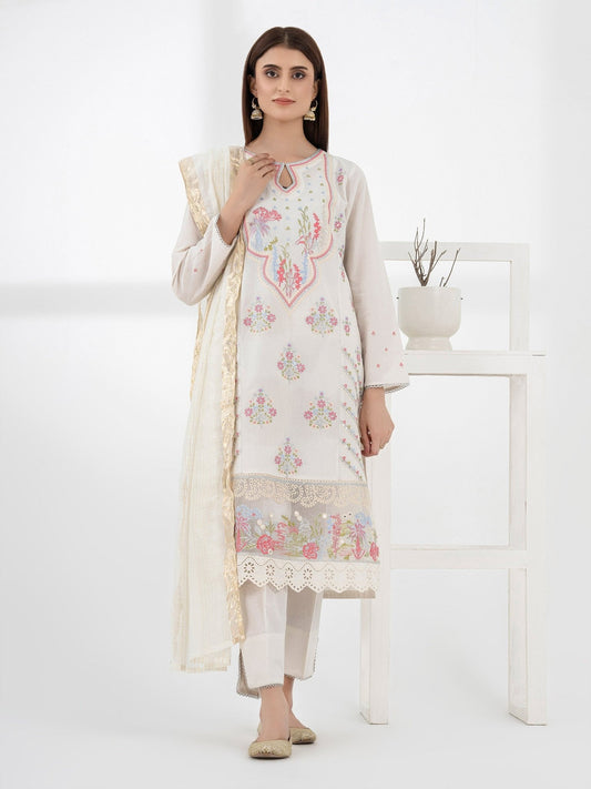 3 Piece Lawn Suit - Embroidered (Pret) - Pehnaawaa