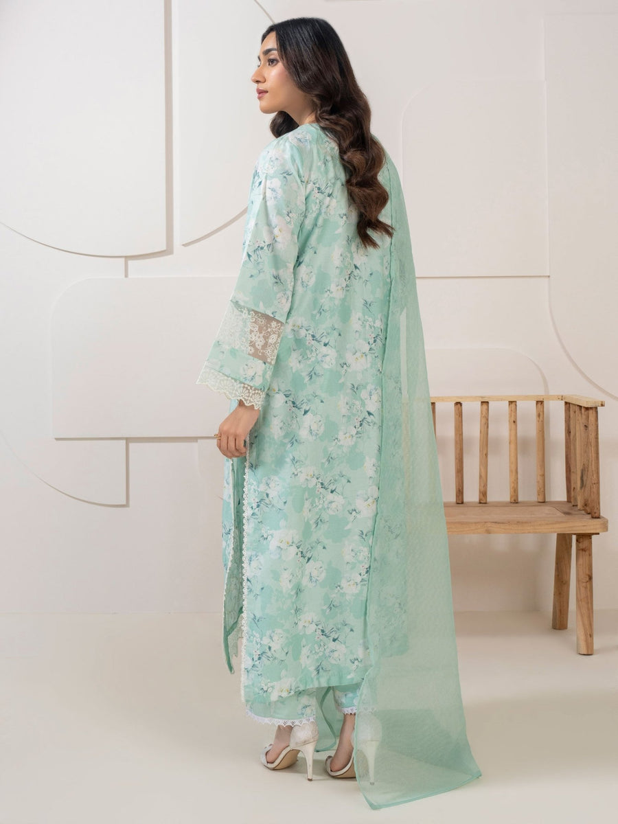 3 Piece Satin Suit - Embroidered (Pret) - Pehnaawaa
