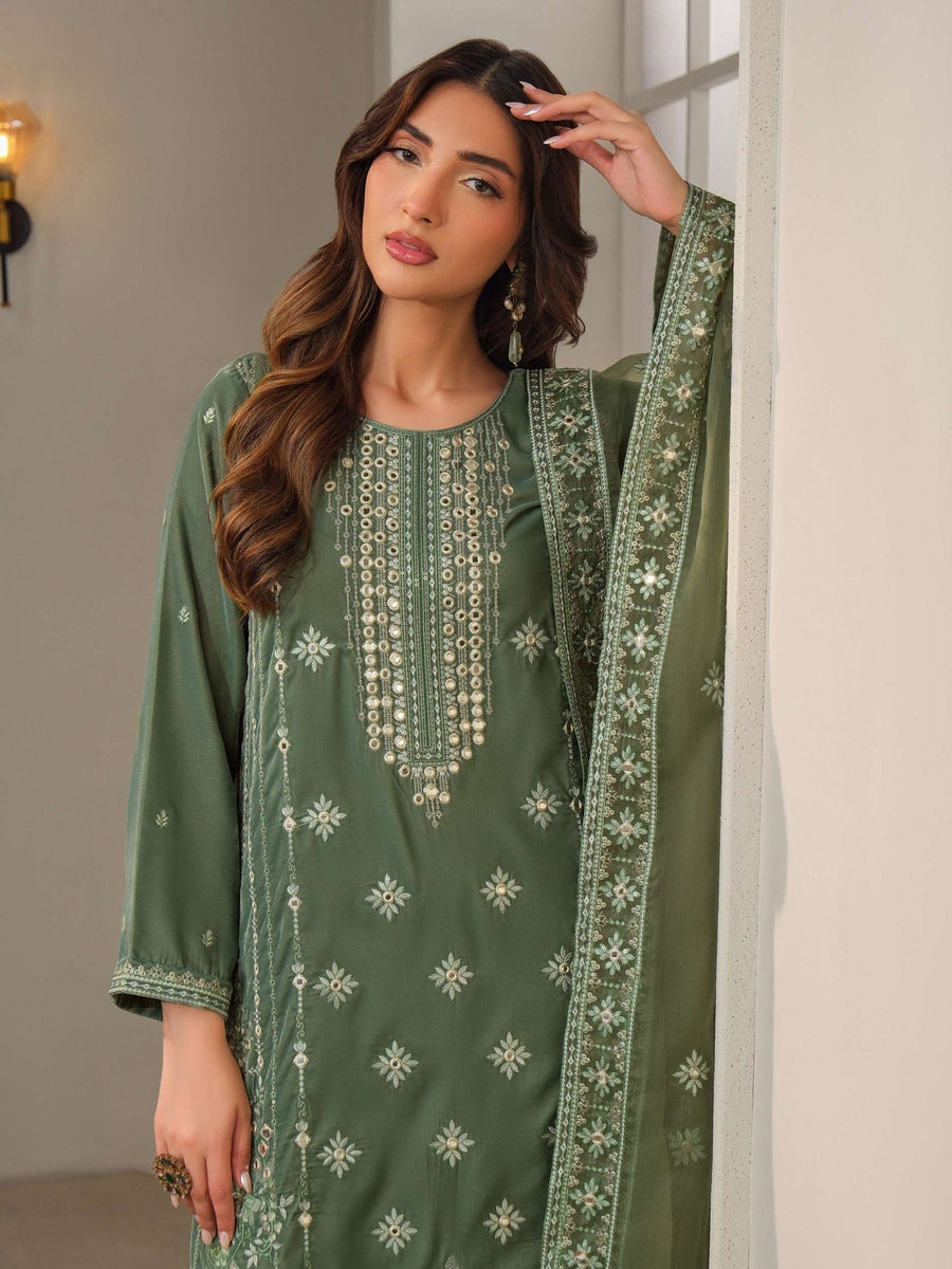 3 Piece Velvet Suit - Embroidered (Unstitched) - Pehnaawaa