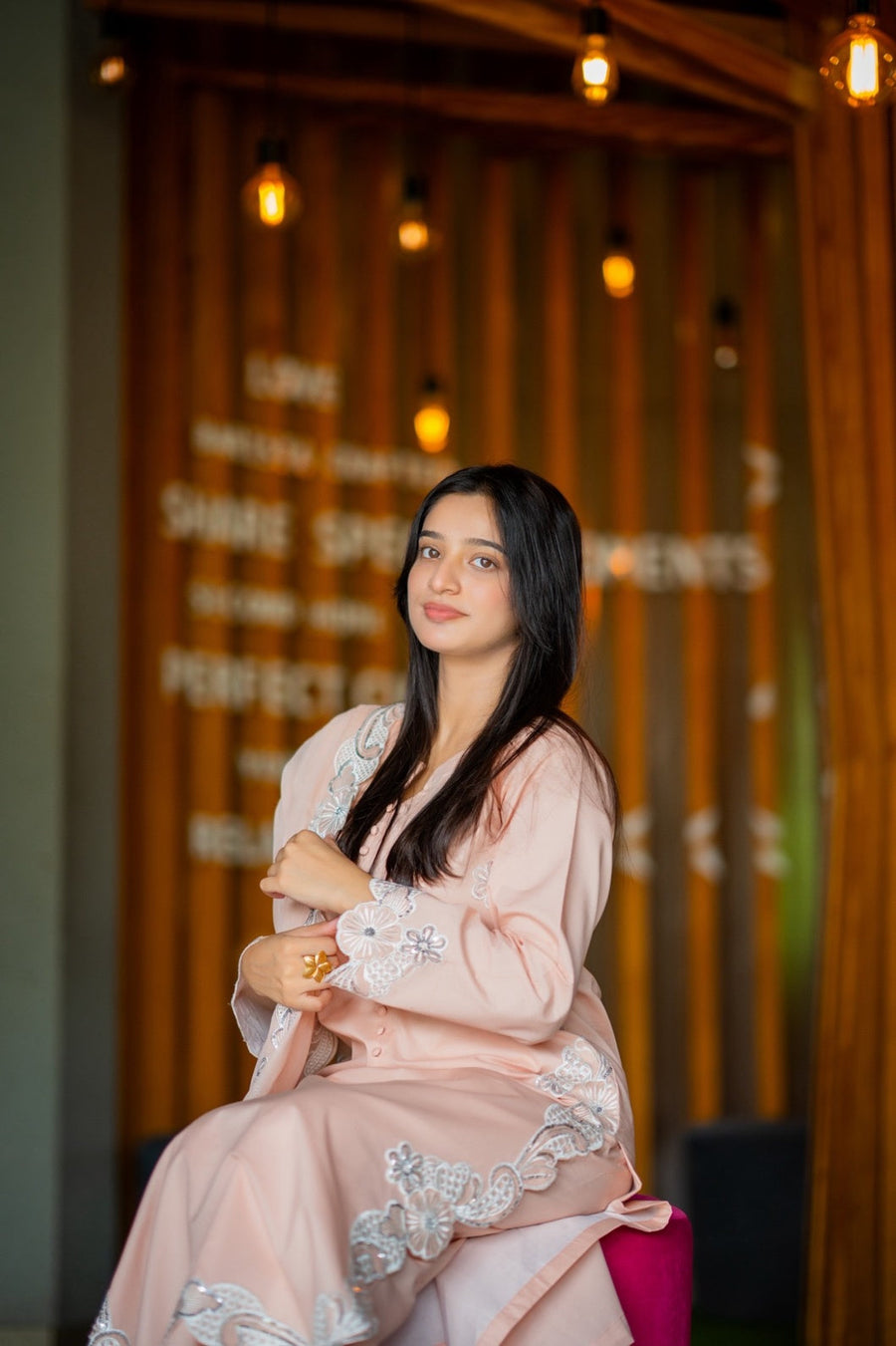 Peach Aura – Embroidered 3-Piece Suit