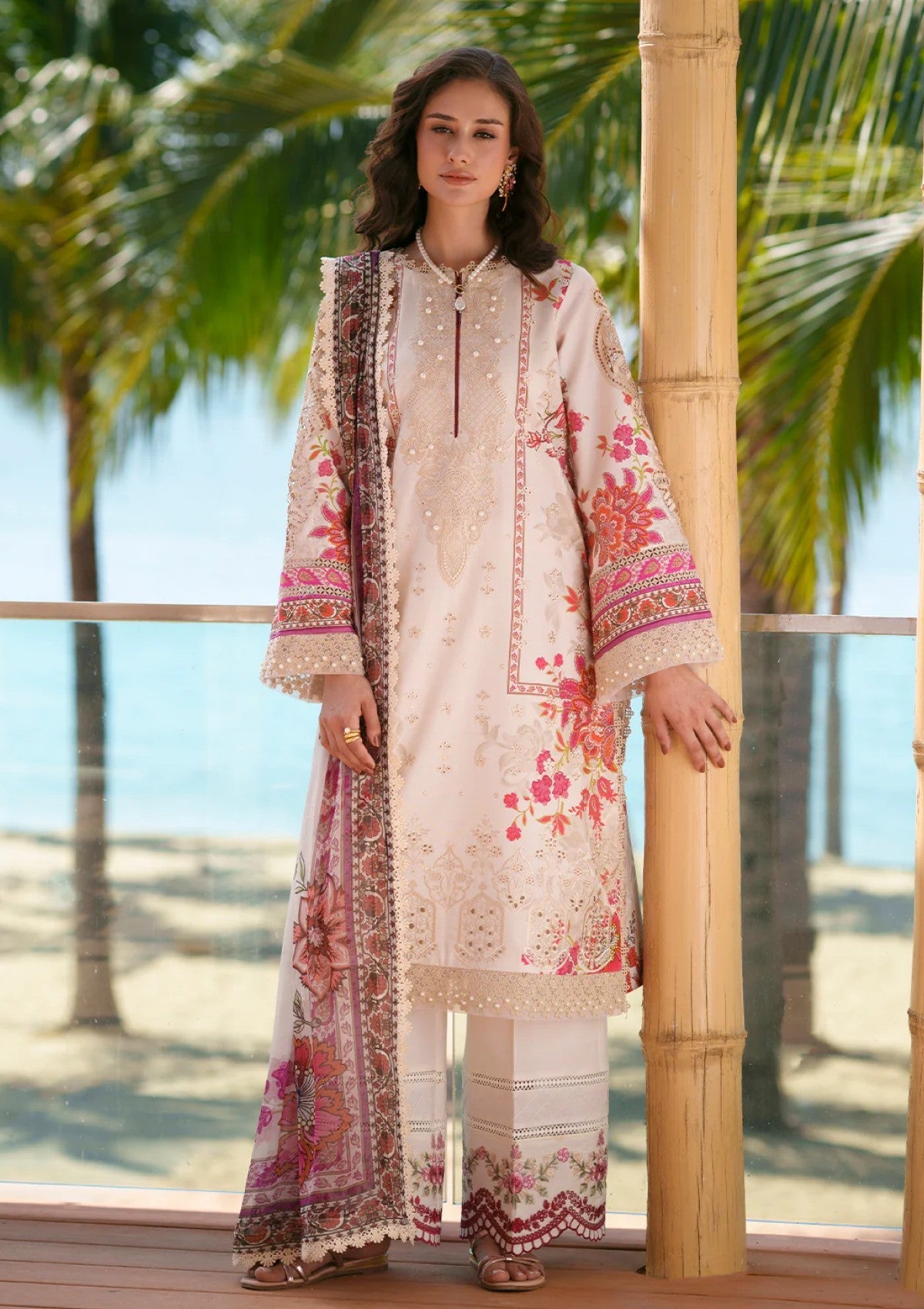 Aira Light Pink Printed Chikankari Lawn Suit with Chiffon Dupatta