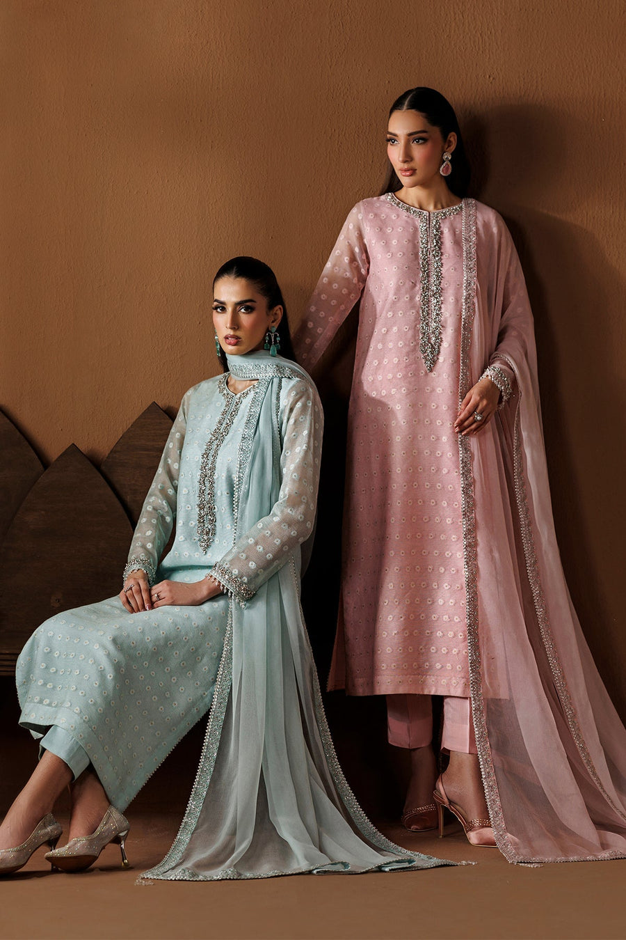 Zari Embroidered Cotton Net 3-Piece Formal Suit