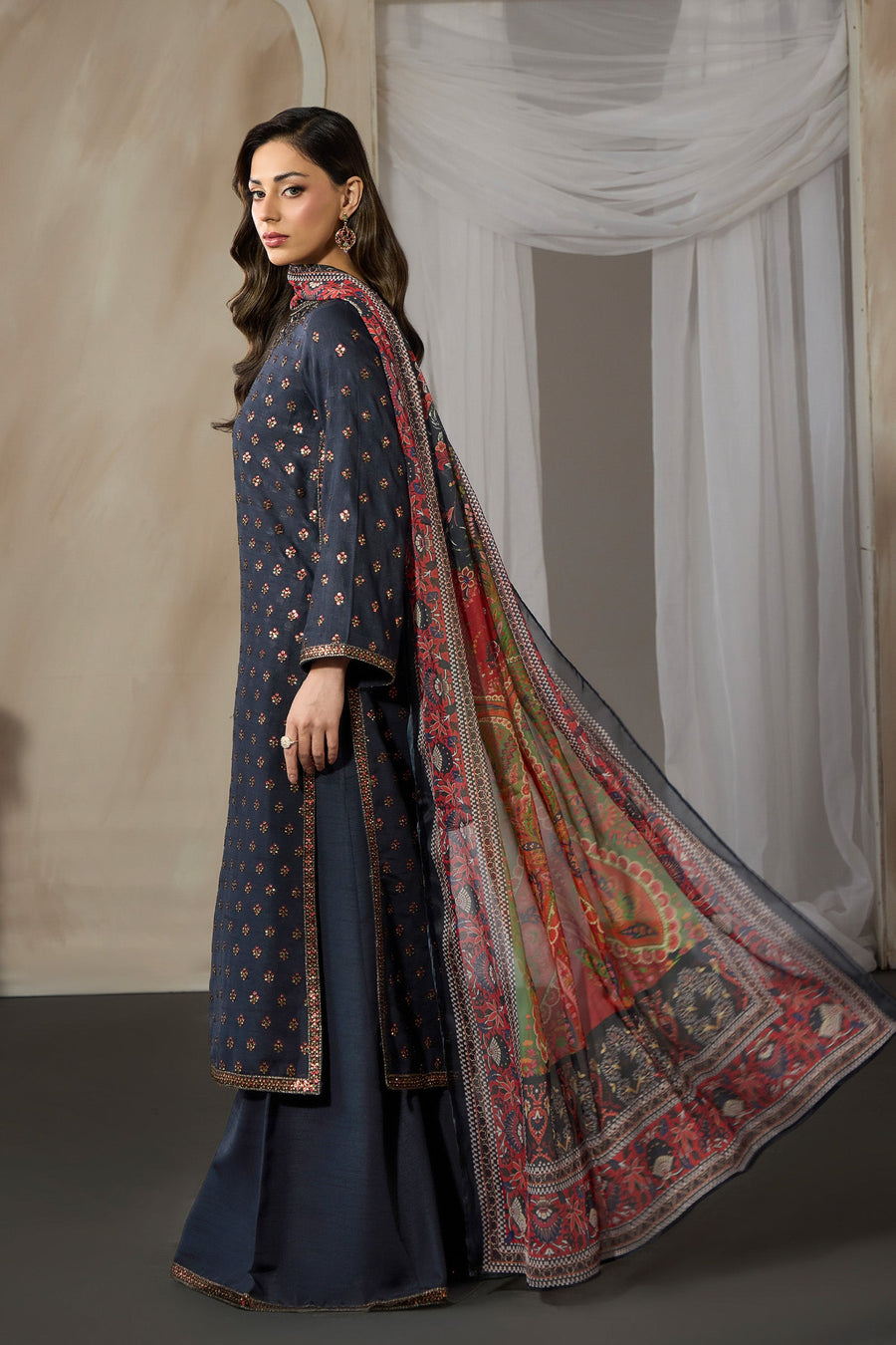 Embroidered Raw Silk Sharara Suit