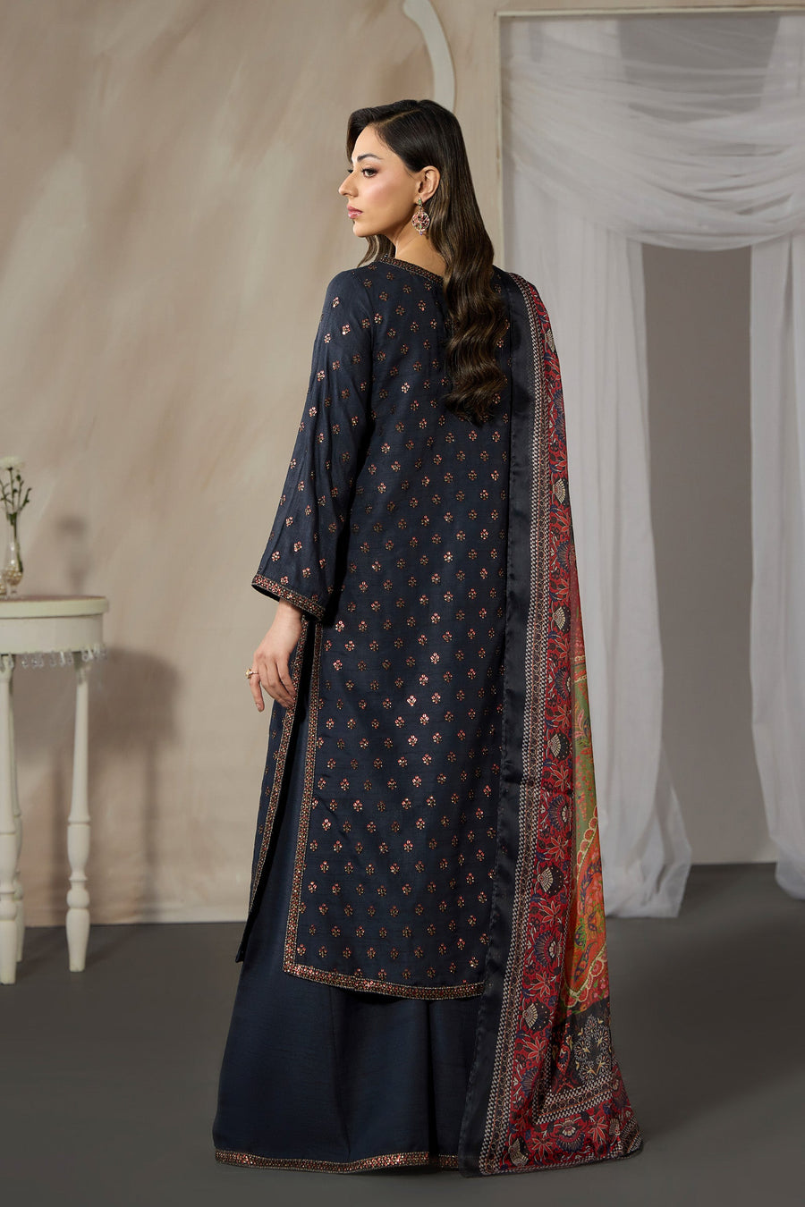 Embroidered Raw Silk Sharara Suit
